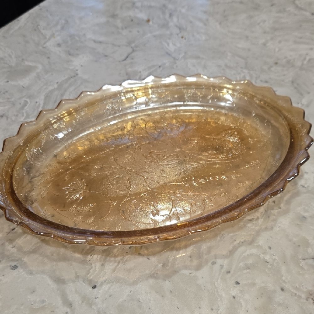 Elegant Amber Glass Serving Platter